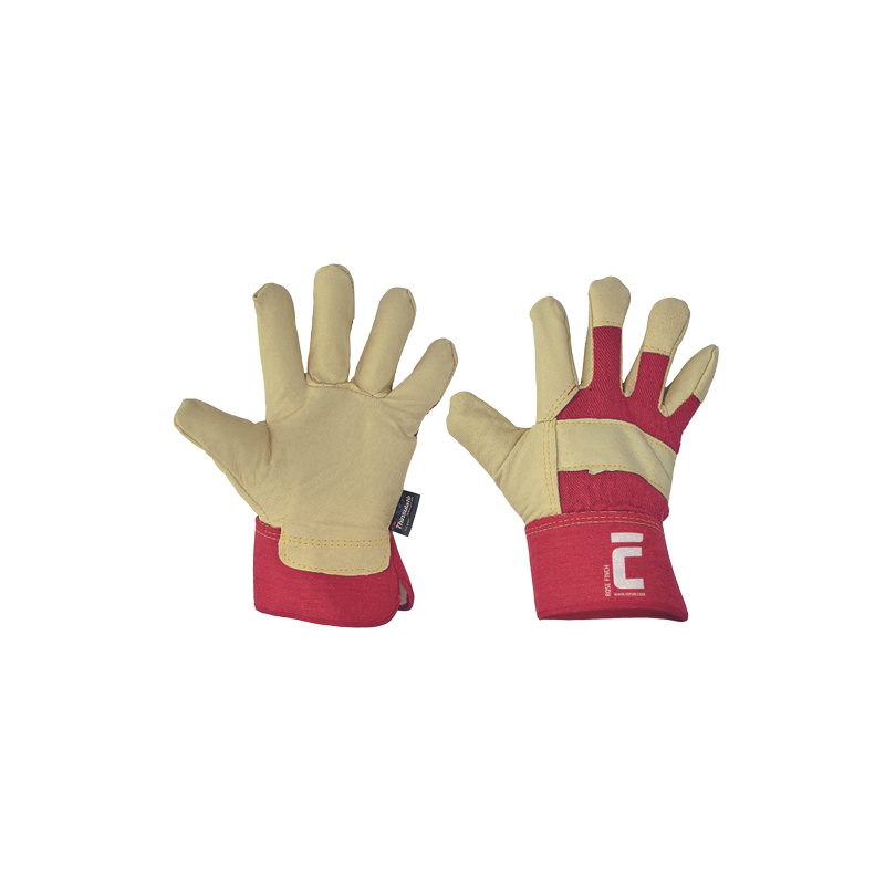 Rękawice-robocze-ocieplane-wzmacniane-licową-skórą-świńską - ROSE-FINCH-czerwony