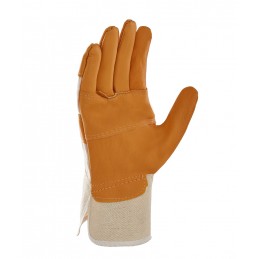 Rękawice-robocze-drelichowe-wzmocnione-licową-skórą-meblową - TEXXOR-1165