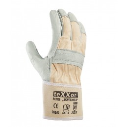 Rękawice-robocze-drelichowe-wzmacniane-jasną-skórą-licową - TEXXOR-MONTBLANC III-1168