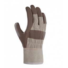 Rękawice-robocze-drelich-biały-wzmocnione-licową-skórą-meblową-dodatkowe-przeszycie-wzmacniające-na-dłoni - TEXXOR-1113