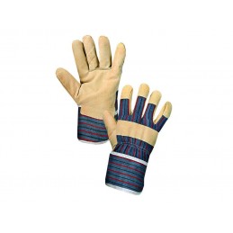 Rękawice-robocze-drelichowe-wzmocnione-skórą-licową-świńską-ocieplone-futerkiem - ZORO-WINTER