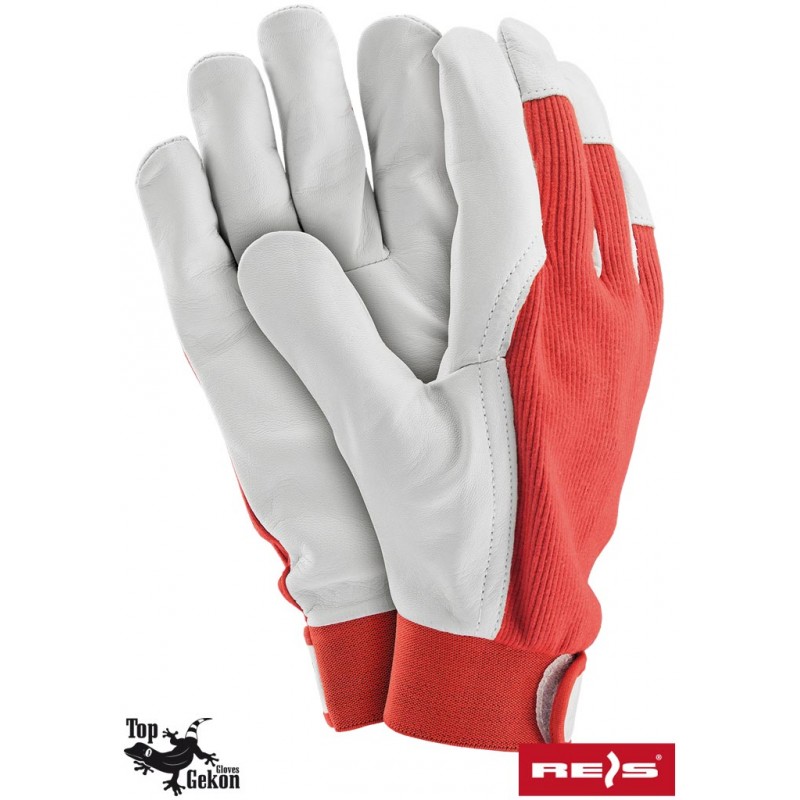 Rękawice-robocze-czerwone-wzmocnione-wysokiej-jakości-miękką-skórą-licową-kozią-zapinane-na-rzep - RLTOPER-REVEL