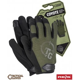 Rękawice-ochronne-taktyczne-skóra-syntetyczna-strecz - RTC-COYOTE-zielony