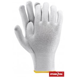 Białe-cienkie-dziane-rękawice-bawełna-spandex-z-jednostronnym-mikronakropieniem - RMICROLUX