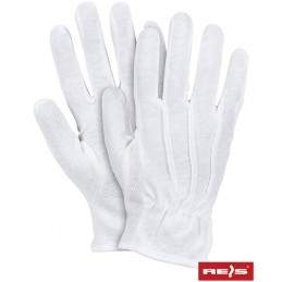 Rękawice-wykonane-z-bawełny-zszywane-z-jednostronnym-mikronakropieniem-PVC - RMICRON-biały