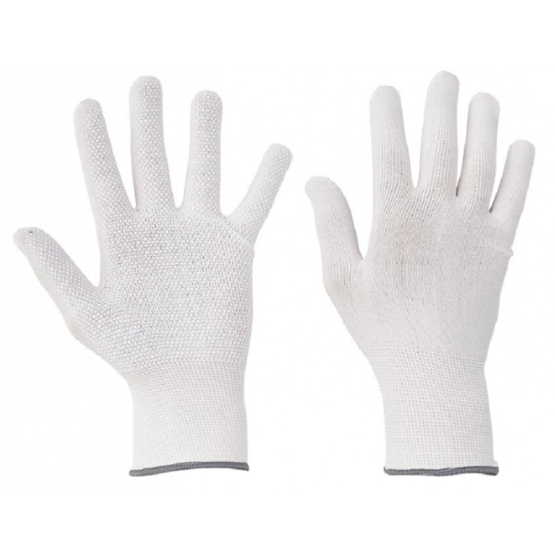 Białe-rękawice-z-przędzy-poliestrowej-z-mikronakropieniem - FF-BUSTARD-EVO-LIGHT-HS-04-015