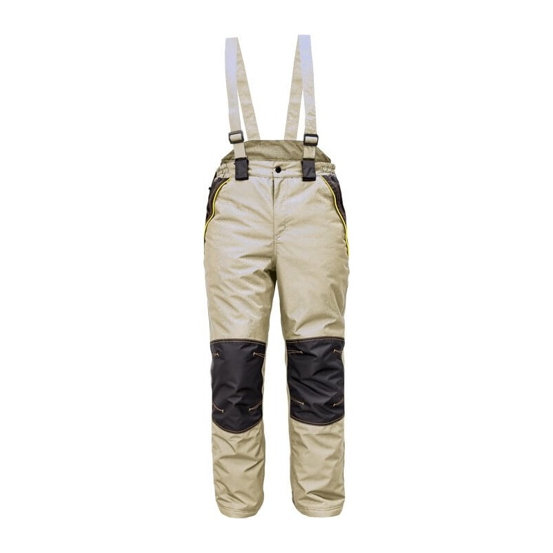 Męskie-zimowe-spodnie-z-odpinanymi-szelkami - CREMORNE-jasnooliwkowy