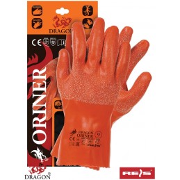 Rękawice-gumowe-ocieplone-wyściółką-bawełnianą - ORINER-pomarańczowy