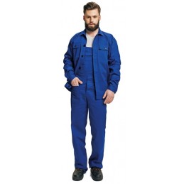Bawełniany-komplet-roboczy-spodnie-ogrodniczki-i-bluza-na-guziki - FF-RALF-BE-01-005-niebieski