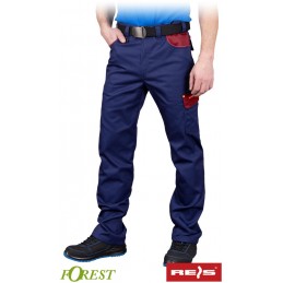 Męskie-spodnie-ochronne-do-pasa-poliestrowo-bawełniane - SPF-FOREST-granatowo-ciemnoczerwony