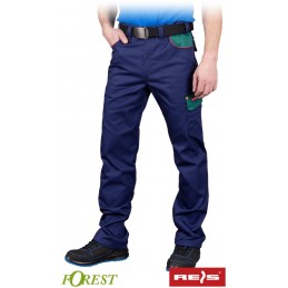 Męskie-spodnie-ochronne-do-pasa-poliestrowo-bawełniane - SPF-FOREST-granatowo-zielony
