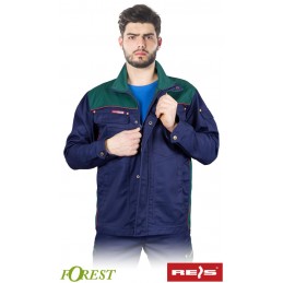 Bluza-robocza-bawełniano-poliestrowa-zapinana-na-suwak - BF-FOREST-granatowo-zielony