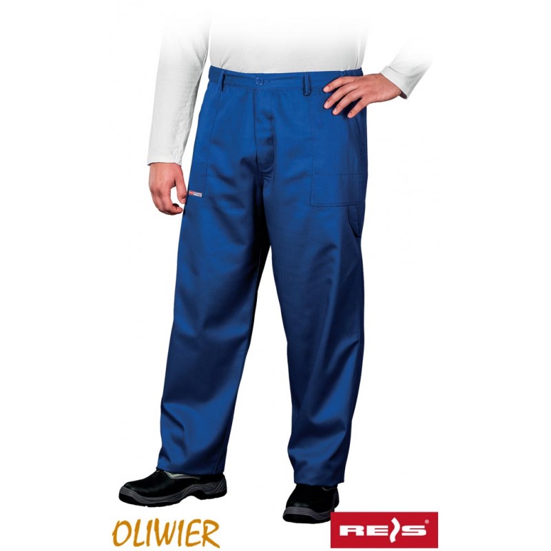 Spodnie-ochronne-do-pasa-poliestrowo-bawełniane - SOP-OLIWIER-niebieski