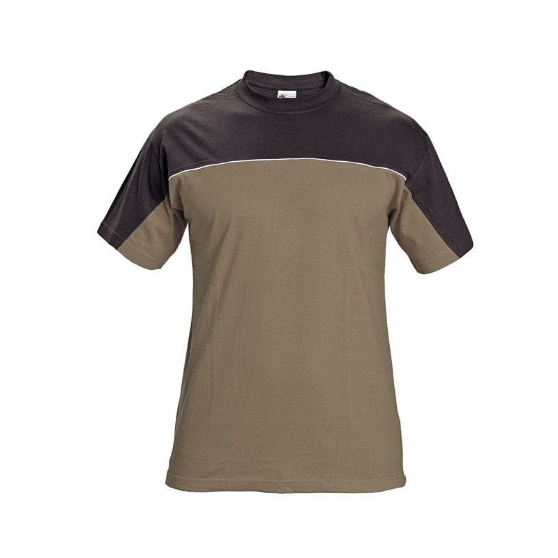 Koszulka-T-shirt-wykonana-z-bawełny - STANMORE-brązowy-ciemnobrązowy