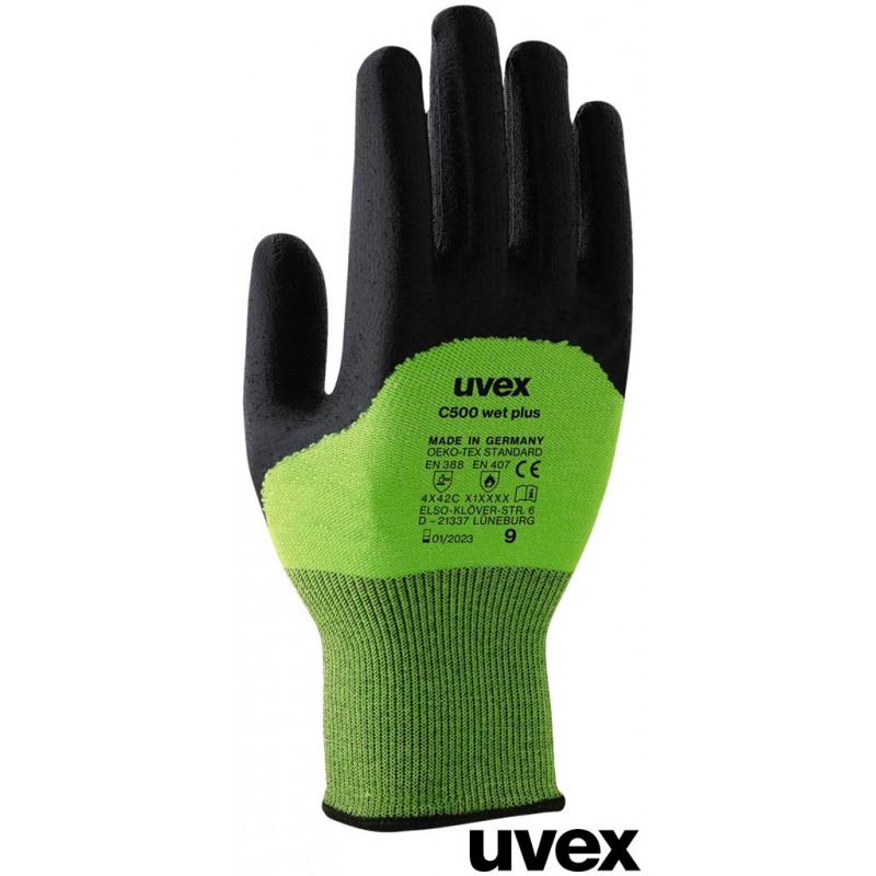 Rękawice-antyprzecięciowe-powlekane-elastomerem-poliuretanowym-HPE - UVEX-C500-WET-PLUS