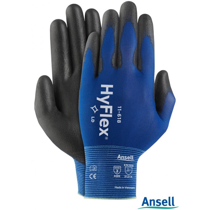 Bardzo-cienkie-rękawice-robocze-wykonane-z-dzianiny-nylonowej-powlekane-poliuretanem - ANSELL-HYFLEX11-618