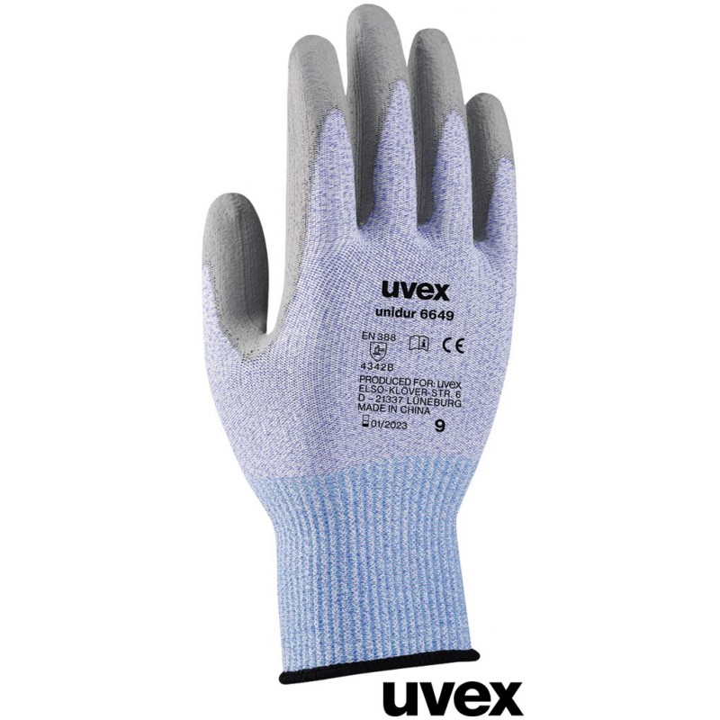 Rękawice-ochronne-wykonane-z-przędzy-nylonowej-z-włóknem-HPPE-powlekane-poliuretanem - UVEX-UNIDUR-6649