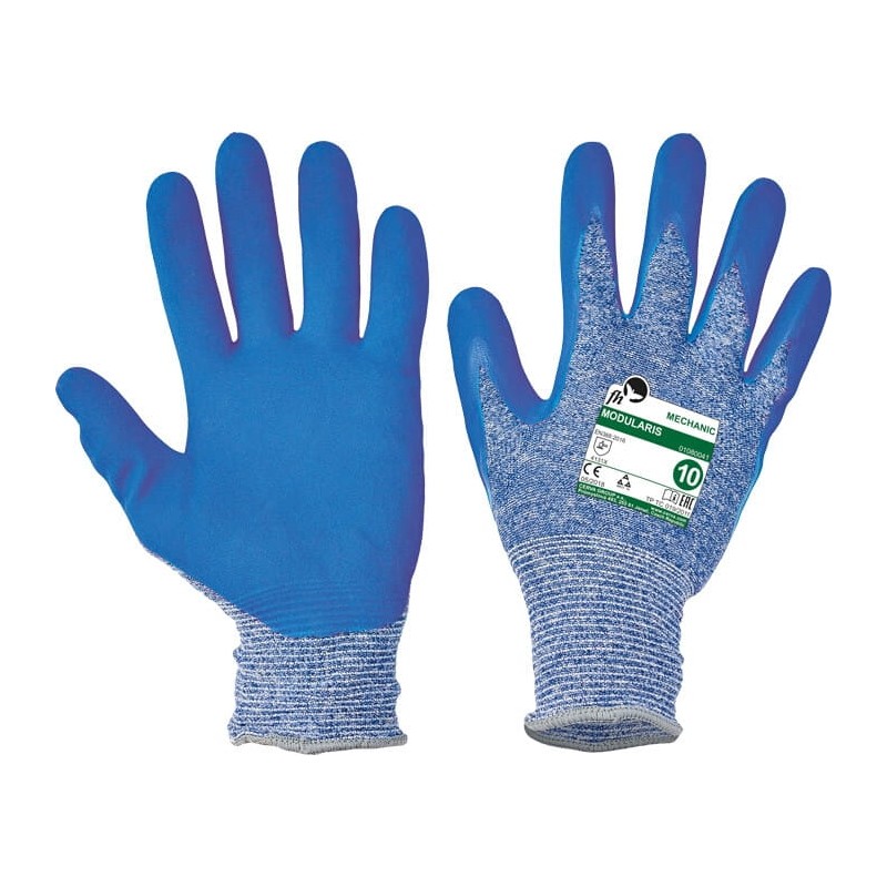 Niebieskie-rękawice-ochronne-wykonane-z-dzianiny-nylonowej-powlekane-nitrylem - MODULARIS