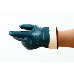 Rękawice-wykonane-z-dzianiny-bawełnianej-oblane-w-całości-granatowym-nitrylem-zakończone-mankietem - ANSELL-HYCRON® 27-805
