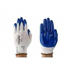 Rękawice-ochronne-wykonane-z-białej-dzianiny-nylonowej-powlekane-niebieskim-nitrylem - ANSELL-HYFLEX® 11-900