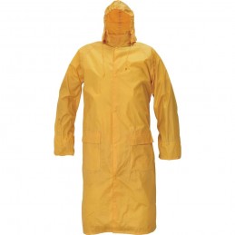 Płaszcz-ochronny-wodoodporny-powlekany-PVC-z-kapturem-zapinany-na-napy - NEPTUN-żółty