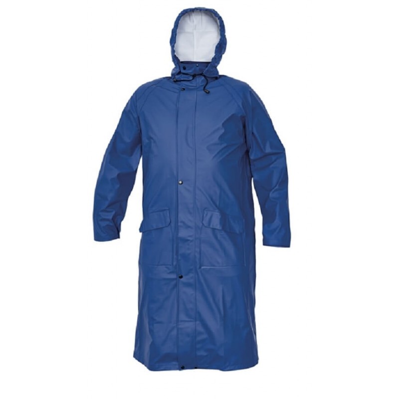 Nieprzemakalny-płaszcz-ochronny-wykonany-z-miękkiej-tkaniny-poliestrowej-powlekanej-poliuretanem - SIRET-niebieski