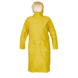 Nieprzemakalny-płaszcz-ochronny-wykonany-z-miękkiej-tkaniny-poliestrowej-powlekanej-poliuretanem - SIRET-żółty