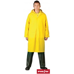 Przeciwdeszczowy-płaszcz-roboczy-z-kapturem-powlekany-PVC-zapinany-na-suwak - PPD-żółty