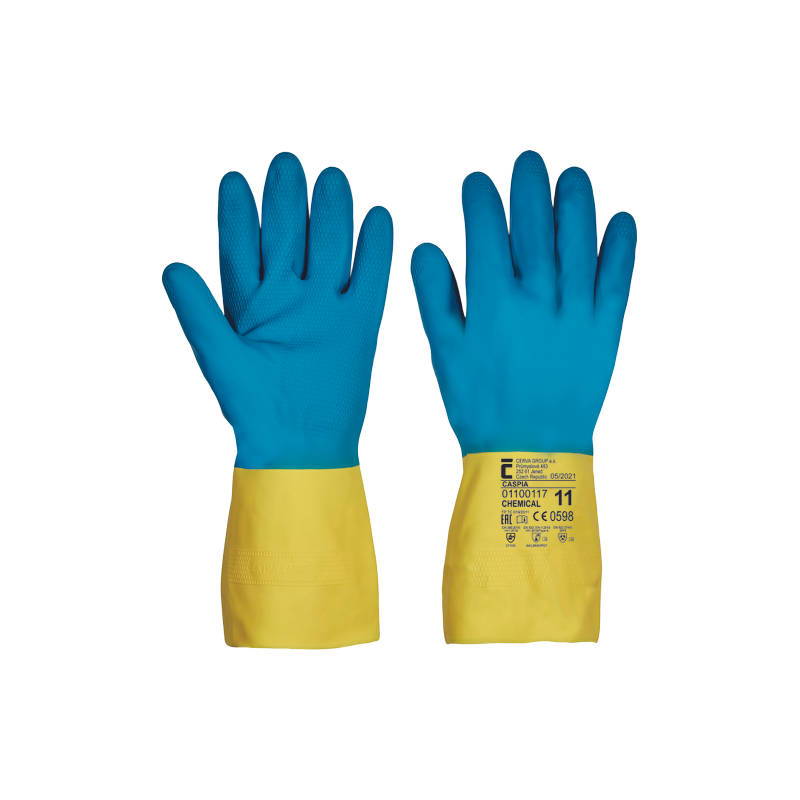 Rękawice-ochronne-lateksowe-pokryte-warstwą-neoprenu-odporne-chemicznie - CASPIA