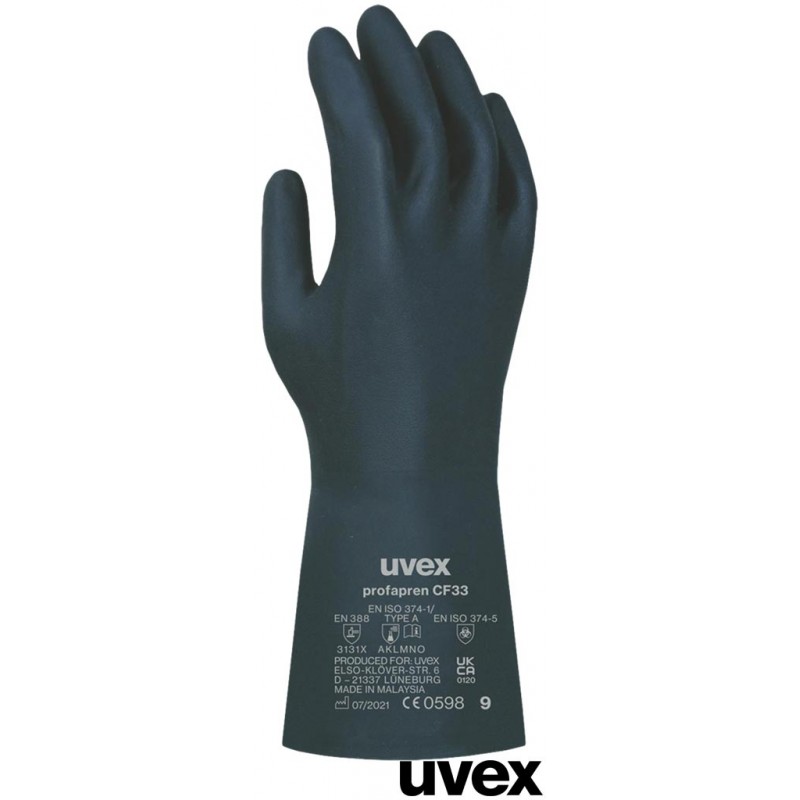 Rękawice-chroniące-przed-chemikaliami-wykonane-z-neoprenu-flokowane-bawełną - UVEX-PROFAPREN-CF33