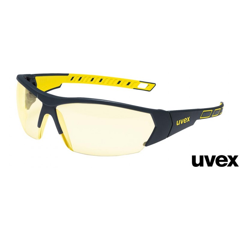 Przeciwodpryskowe-okulary-z-poliweglanowymi-szybkami-niezaparowujące-odporne-na-chemikalia - UVEX-I-WORKS-żółte