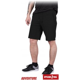 Spodnie-z-krótkimi-nogawkami-wykonane-z-dzianiny-poliestrowo-bawełnianej-gumka-w-pasie - ADVENTURE-SHORTS-czarne