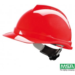 Kask-ochronny-tworzywo-ABS-wentylowany-więźba-tekstylna-regulacja-pokrętłem - MSA-V-GARD-500-czerwony