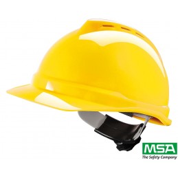 Kask-ochronny-tworzywo-ABS-wentylowany-więźba-tekstylna-regulacja-pokrętłem - MSA-V-GARD-500-żółty