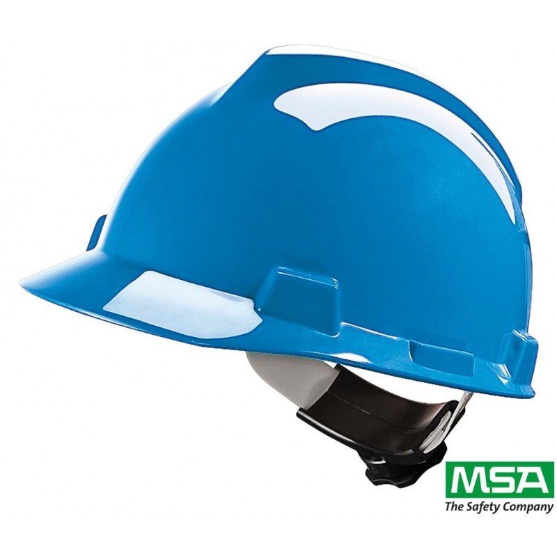 Kask-przemysłowy-bez-otworów-wentylacyjnych-tworzywo-HDPE-więźba-tekstylna-z-regulacją-pokrętłem - MSA-V-GARD-niebieski
