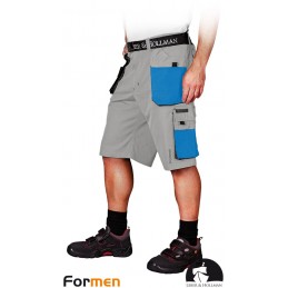 Krótkie-spodnie-robocze-poliestrowo-bawełniane-z-dużą-ilością-kieszeni - LH-FMN-TS-jasnoszaro-niebiesko-czarne