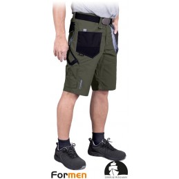 Krótkie-spodnie-robocze-poliestrowo-bawełniane-z-dużą-ilością-kieszeni - LH-FMN-TS-khaki-czarno-szare