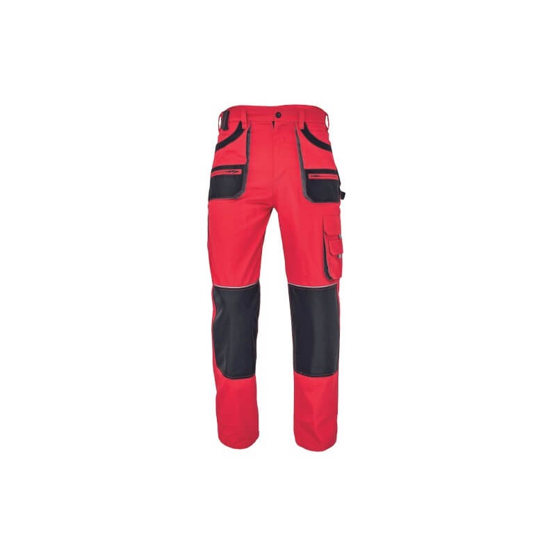 Spodnie-ochronne-do-pasa-poliestrowo-bawełniane-liczne-wielofunkcyjne-kieszenie - FF-CARL-BE-01-003-czerwone
