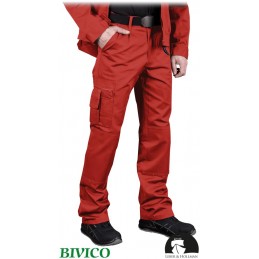 Spodnie-ochronne-z-tkaniny-poliestrowo-bawełnianej-liczne-wielofunkcyjne-kieszenie - LH-VOBSTER-czerwone