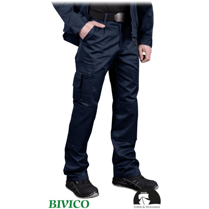 Spodnie-ochronne-z-tkaniny-poliestrowo-bawełnianej-liczne-wielofunkcyjne-kieszenie - LH-VOBSTER-granatowe