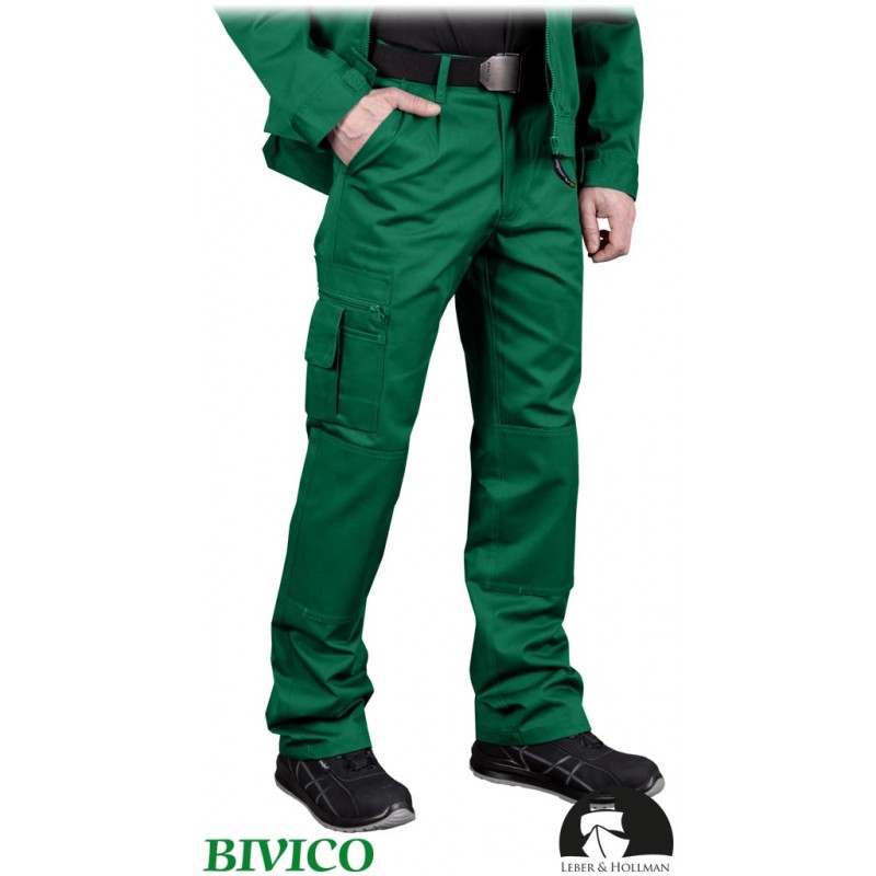 Spodnie-ochronne-z-tkaniny-poliestrowo-bawełnianej-liczne-wielofunkcyjne-kieszenie - LH-VOBSTER-zielone