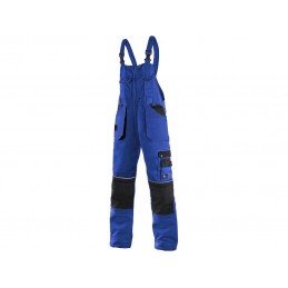 Spodnie-męskie-typu-ogrodniczki-duża-ilość-kieszeni-z-tyłu-gumka-ściągająca - CXS-ORION-KRYSTOF-niebiesko-czarne