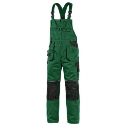 Spodnie-męskie-typu-ogrodniczki-duża-ilość-kieszeni-z-tyłu-gumka-ściągająca - CXS-ORION-KRYSTOF-zielono-czarne