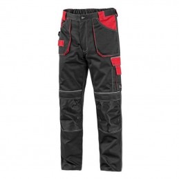 Spodnie-ochronne-do-pasa-bawełniano-poliestrowe-z-dużą-ilością-kieszeni - CXS-ORION-TEODOR-czarno-czerwone