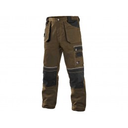 Spodnie-ochronne-do-pasa-bawełniano-poliestrowe-z-dużą-ilością-kieszeni - CXS-ORION-TEODOR-brązowo-czarne