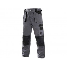 Spodnie-ochronne-do-pasa-bawełniano-poliestrowe-z-dużą-ilością-kieszeni - CXS-ORION-TEODOR-szaro-czarne
