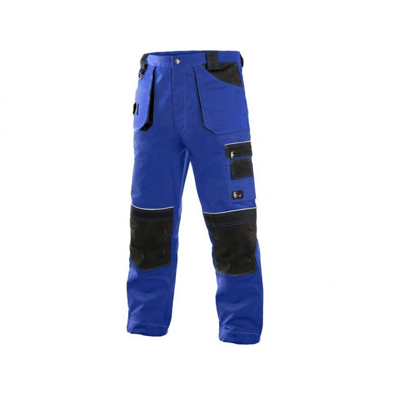 Spodnie-ochronne-do-pasa-bawełniano-poliestrowe-z-dużą-ilością-kieszeni - CXS-ORION-TEODOR-niebiesko-czarne