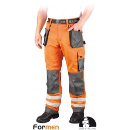 Spodnie-o-intensywnej-widzialności-z-pasami-odblaskowymi-i-dużą-ilością-kieszeni - LH-FMNX-T-pomarańczowo-stalowo-czarne