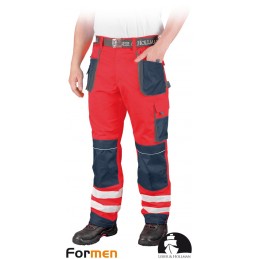 Spodnie-o-intensywnej-widzialności-z-pasami-odblaskowymi-i-dużą-ilością-kieszeni - LH-FMNX-T-czerwono-granatowo-szare