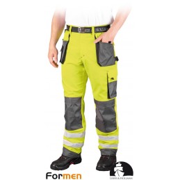 Solidne-spodnie-o-intensywnej-widzialności-z-pasami-odblaskowymi-i-dużą-ilością-kieszeni - LH-FMNX-T-żółto-stalowo-czarn
